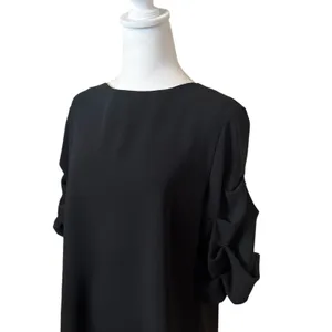 Revolve Amanda Uprichard Merris Top Black Puff Sleeve Large Minimalist Neutral thumbnail 4