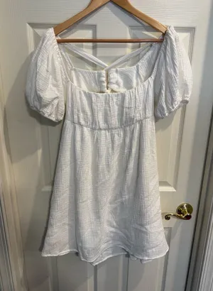 Princess Polly White Milkmaid Open Back with Tie Mini Dress thumbnail 1