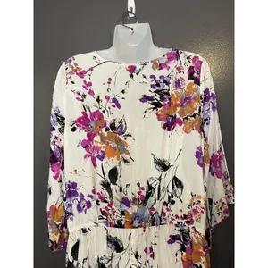 Umgee Romper Womens Large Multicolor Floral V Neck Tassel Tie 3/4 Sleeve thumbnail 9