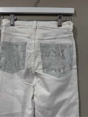 $225 Retail 7FAMK Womems White Metallic Skinny thumbnail 4