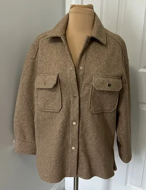 Zara Oversized Shacket Light Brown thumbnail 1