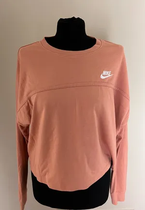 Nike Women's Rose-Tan Crewneck Sweatshirt with White Logo thumbnail 1