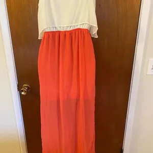 Freebird Coral and Cream Sheer Long Straped Dress thumbnail 12