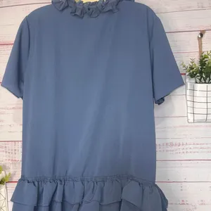 Umgee Dusty Blue Ruffle Hem Boutique Blouse | Women’s Large thumbnail 3