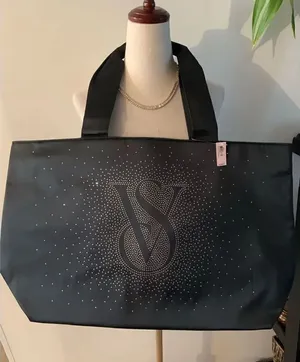 Victoria’s Secret tote large with diamonds overnight bag, black thumbnail 1