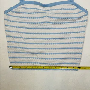 Freshman 1996 Tank Top Womens L Blue & White Striped Cropped Cami Stretch thumbnail 6