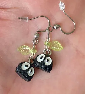 Handmade Kawaii fairy cottage style soot dangle earrings 🍃🌀🌳 thumbnail 6