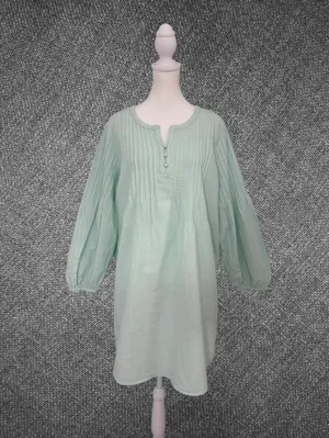 Vineyard Vines Mint Green Cotton Linen Pintuck Tunic Dress M thumbnail 3