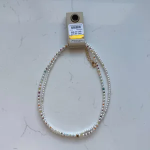 Anthropologie Pearl Beaded Bubble Letter Lowercase Monogram Necklaces, Set of 2 - S - NWT‎ thumbnail 3
