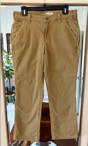 Carhartt Women’s Loose Fit Canvas Carpenter Pants Khaki size 8 Short Cotton thumbnail 1