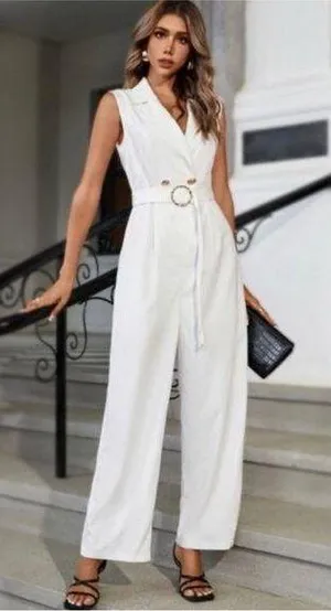 Zara off-white Belted Wrap Jumpsuit BLOGGERS FAV! NWT thumbnail 1