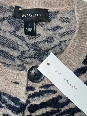 Ann Taylor NWT Merino Wool Alpaca Blend Leopard Button Down Sweater Cardigan SM thumbnail 2