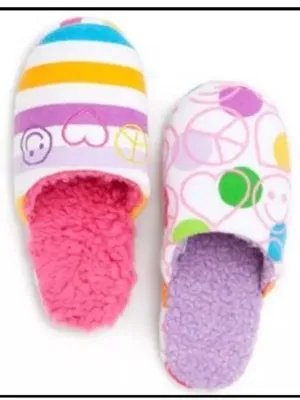 Little Miss Matched Fuzzy Slippers Pink White Purple Women’s Medium (6/7) NWT thumbnail 7