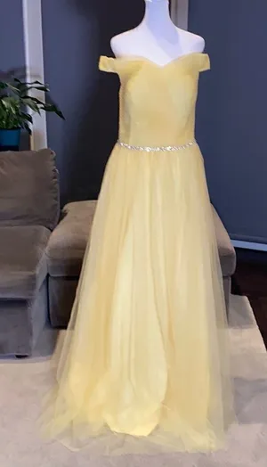Women’s Yellow Full length Party Prom Dress Size 12 NWOT thumbnail 1