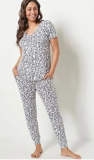 Koolaburra by UGG Pajama Set L Grey Leopard Print Modal Jogger 2pc Loungewear thumbnail 1