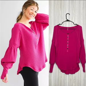 Free People Movement Bella Layer Henley Top Passion Fruit size S Small thumbnail 2