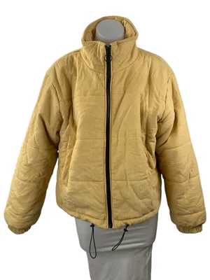 Cotton Candy LA Womens Yellow Quilted Mock Neck Long Sleeve Puffer Coat Jacket M thumbnail 1