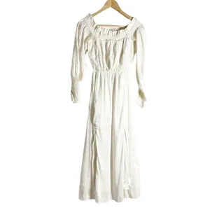 All Saints Lary White Linen Silk Shoulder Long Sleeve Slit Midi Dress Size 6 thumbnail 5