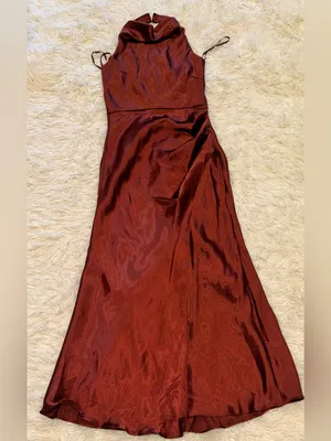 NEW NEW Betsy & Adam Charmeuse Halter nutmeg Dress Sz 8 thumbnail 5