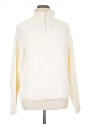 Skims Cream Fuzzy Mock Neck Sweater L/XL Long Sleeve Cozy Tunic Pullover thumbnail 1