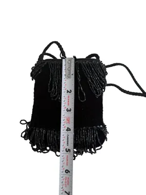 VINTAGE Black Beaded Cocktail Beaded Evening Bag thumbnail 5