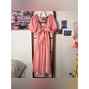 Abercrombie and Fitch O-Ring Backless Midi Puff Sleeve Dress Pink thumbnail 7