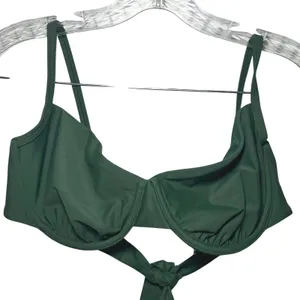 NWT Quince Italian Demi Bikini Top in palm green women's large thumbnail 1