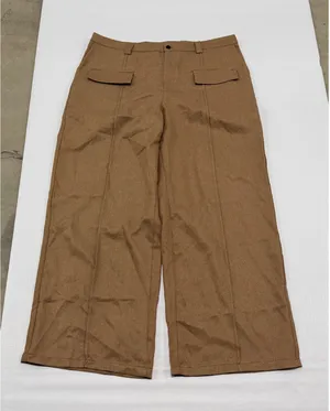 Camel‎ Brown Wide Leg High Waisted Trousers Flap Pockets Runs Small 1XL thumbnail 1