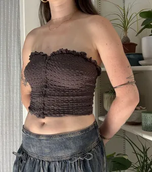 Princess Polly Brown Textured Crop Top - 6, NWT thumbnail 1