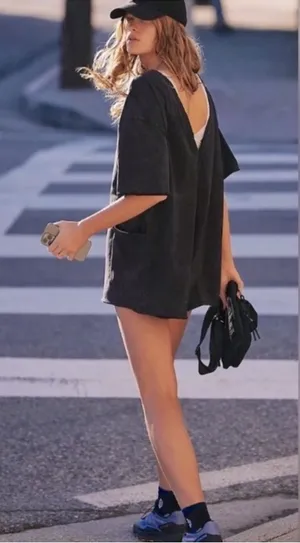 Free People Movement Hot Shot Tee Romper BLACK Small Shorts thumbnail 1