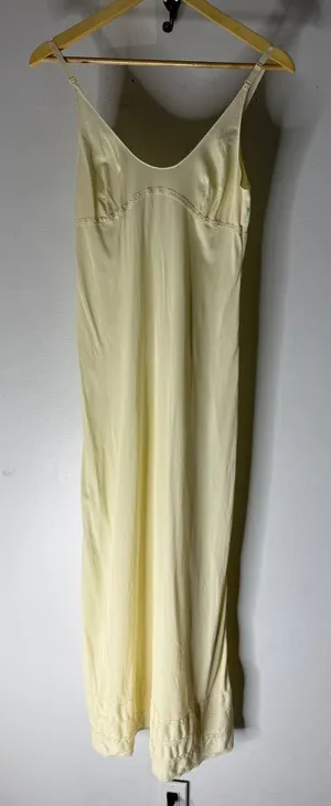 Lorraine butter yellow nylon maxi slip dress‎ size 36 thumbnail 1
