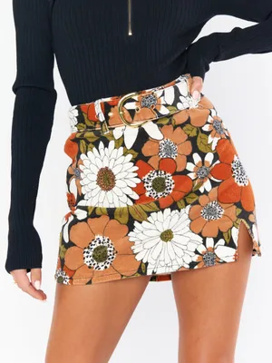 Show Me Your Mumu Tyra Belted Skirt XS Hutton Floral Corduroy NWT‎ $148 thumbnail 1