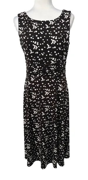 Jessica Howard Dress Womens 8‎ Brown Polka Dot Rockabilly Ruched Midi Retro thumbnail 1