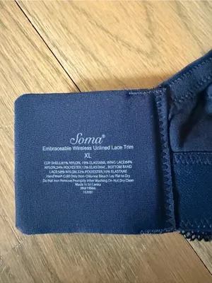 Soma Enbliss Wireless unlined Lace-Trim Bralette in Navy size XL thumbnail 3