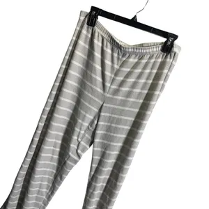 Muk Luks Striped Stretchy Lounge Pants‎ Medium Gray & White Polyester Blend thumbnail 2