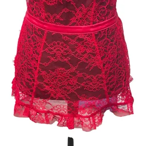 Victoria's Secret Sheer Lace Unlined Babydoll Top Bra Size Large Floral Red Sexy thumbnail 3