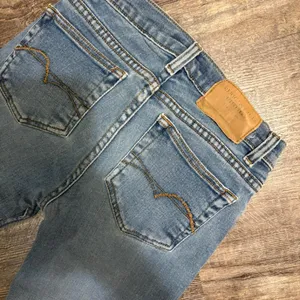 Y2K 2000s Low Rise American Eagle Wide Leg Jeans Light Wash Denim Women's Size 0 thumbnail 5