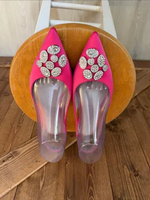 Gianni Bini Women’s Size 8.5M Hot Pink Rhinestone Pointed Toe Slingback Flats thumbnail 2