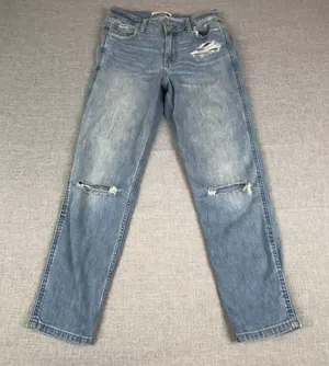 Abercrombie & Fitch Jeans Womens 4 Blue Light Wash High Rise Straight Distressed thumbnail 1