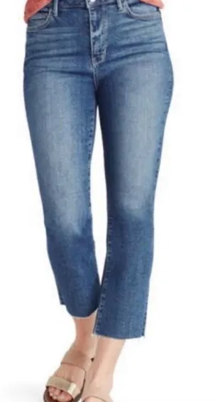 Sam Edelman The Stiletto High Rise Crop Boot Jeans Size 27 Medium Wash Raw Hem‎ thumbnail 1
