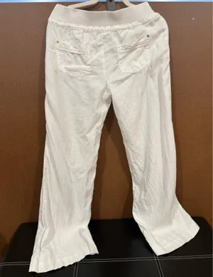 Guess linen woman off white pants M drawstring thumbnail 5
