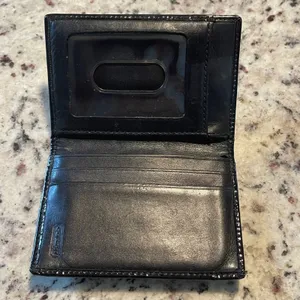 Coach Card Case Womens OS‎ Black Signature Monogram Patent Leather Bifold Wallet thumbnail 4