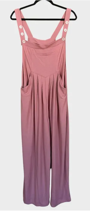 Size 1X Halara Adjustable Strap Plicated Waffle Casual Overalls Rose Tan thumbnail 1