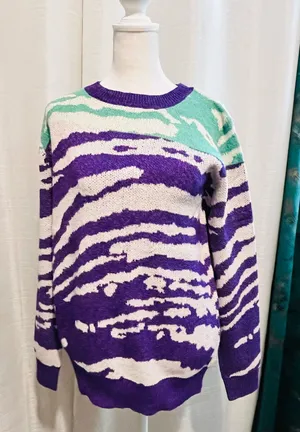 zebra triple colored strip sweater thumbnail 1