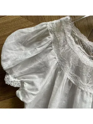 Doen Caprice Lace Trim White Peasant Blouse, S thumbnail 4