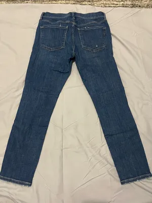 Express Blue Distressed Mid-Rise Cropped Skinny Jeans thumbnail 4