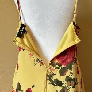Lulus Floral Sundress Sleeveless Yellow Red Midi Dress Women’s Large thumbnail 7