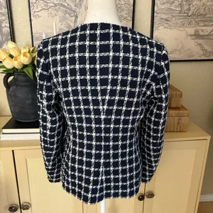 ZARA Tweed Preppy Knot Button Blazer Jacket‎ Size Large thumbnail 5