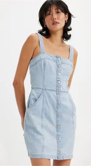 ✨ Levi’s Drea Denim Button Front Mini Dress Size Small‎ ✨ thumbnail 1