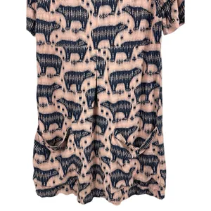 Anthropologie Mauve Short Sleeve Pull Over Pink Zola Bear Print Shift Dress 4 thumbnail 7
